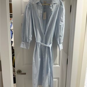 Light Blue Striped Shirt Dress